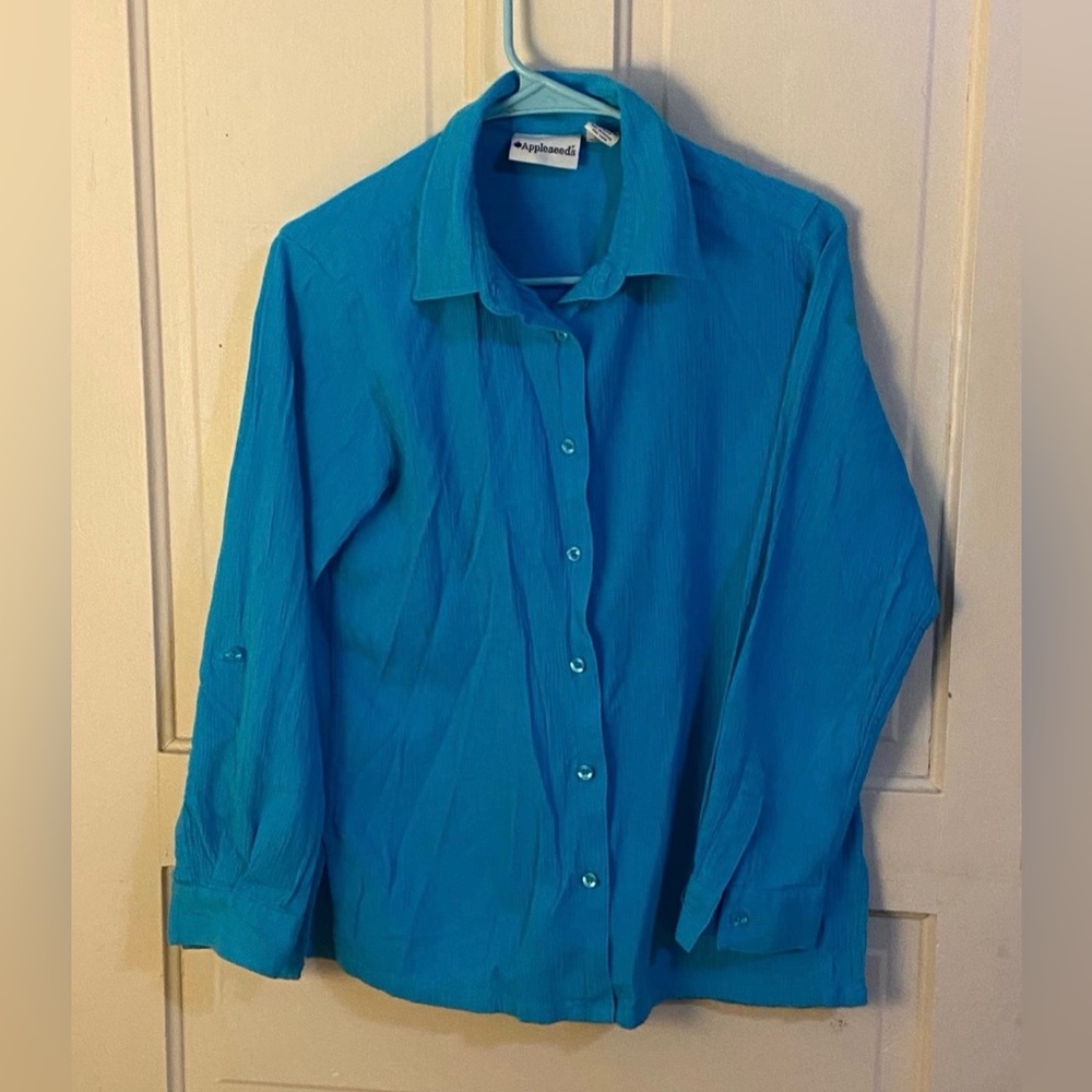 Vintage Appleseed's Bright Turquoise Textured Cotton Top